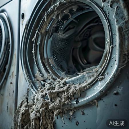 洗衣机久未清理，影响电机工作。
