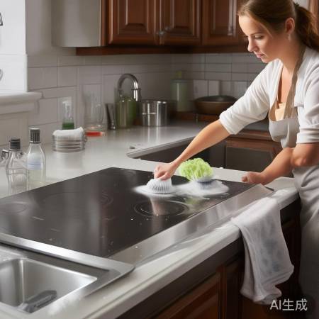 “不锈钢灶盘易清洁，勿用硬刷，