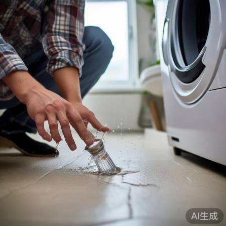 洗衣机排水管检查，拔除堵塞物。