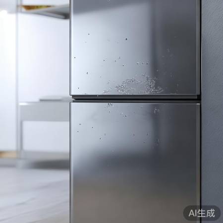 冰箱外观油水霜，氟利昂泄漏征。