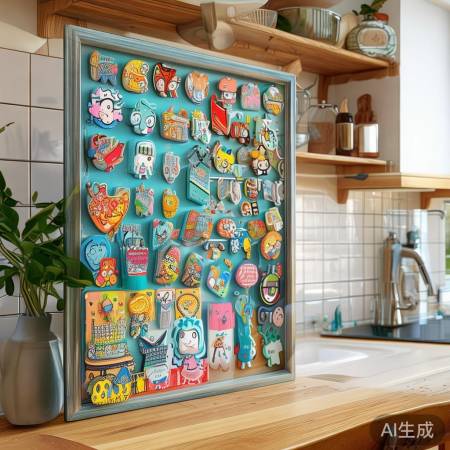 卡通冰箱贴：留言板+厨房装饰，