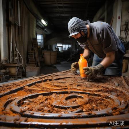 除锈剂除锈，砂纸打磨光亮