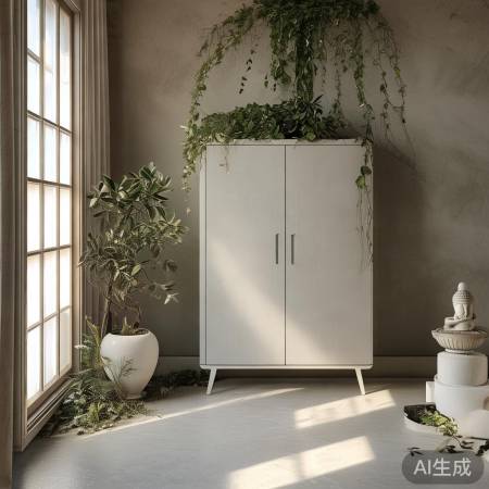 红酒柜配中性色调，佛龛添绿植显
