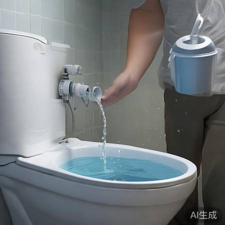 关闭阀门，慢慢加水至浮球沉入。
