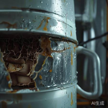 热水器内胆破裂，水喷出。