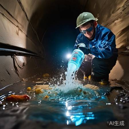 XX牌下水道清洁剂，除油去堵，