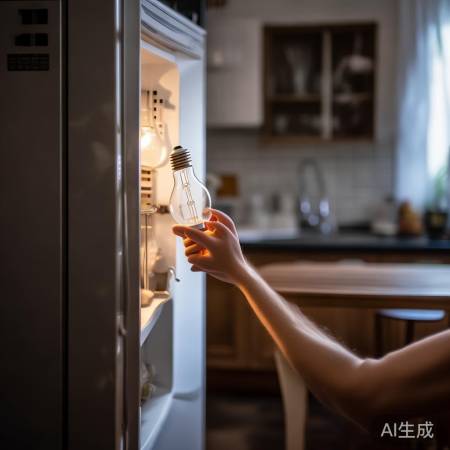 检查冰箱灯泡，拧紧更换。