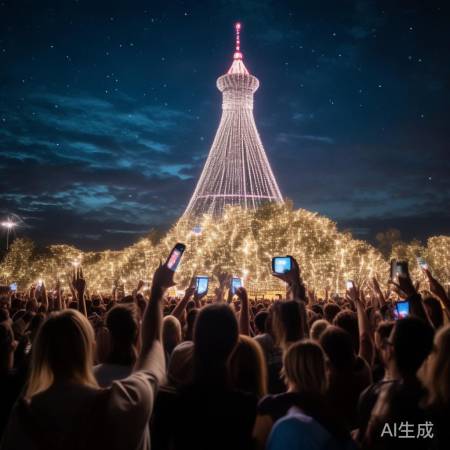 璀璨灯光点缀夜空