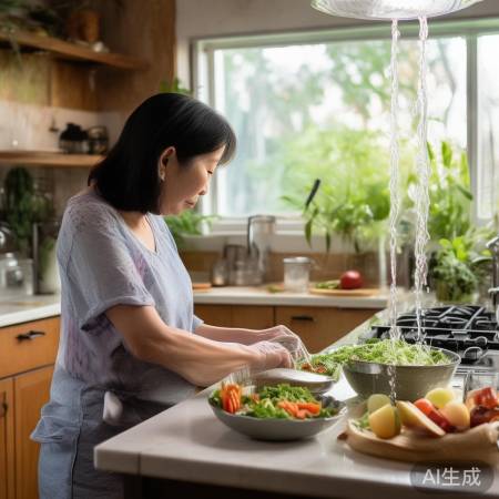 “多饮水蔬果，抗静电保健康”