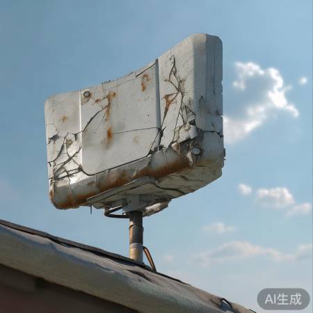 电视天线损坏，信号受影响。
