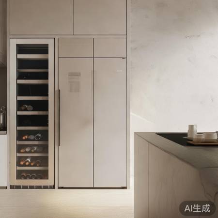 简约酒柜冰箱，清爽厨房风