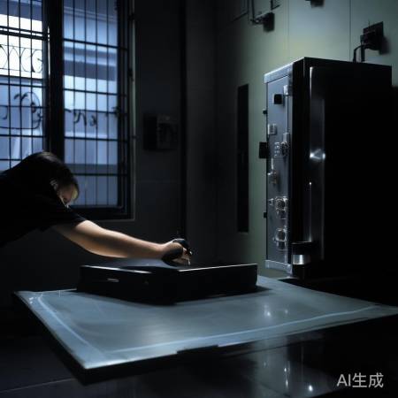 标记保险柜四角，保持直线