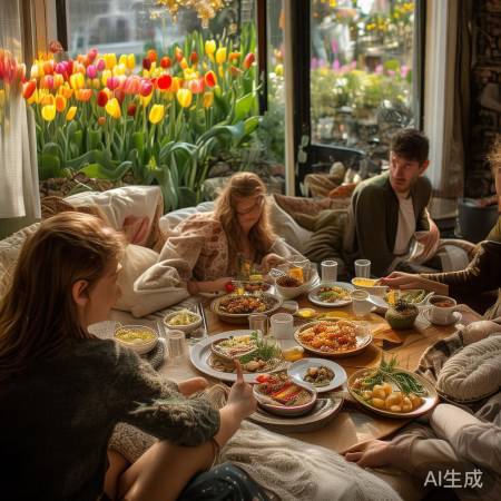 周末沙发聊天，郁金香车内温馨