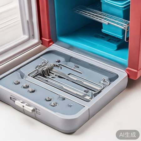 玩具冰箱电池盖拆装步骤。