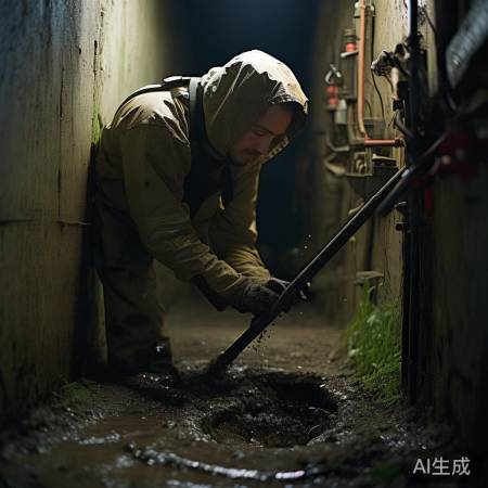 疏通排污口，铁丝巧清除。