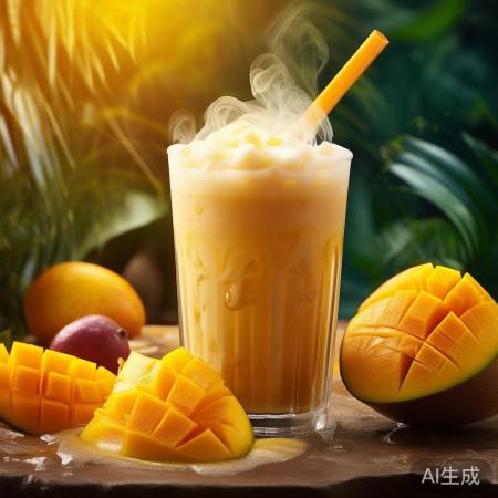 芒果奶茶，热带鲜果遇香醇奶茶