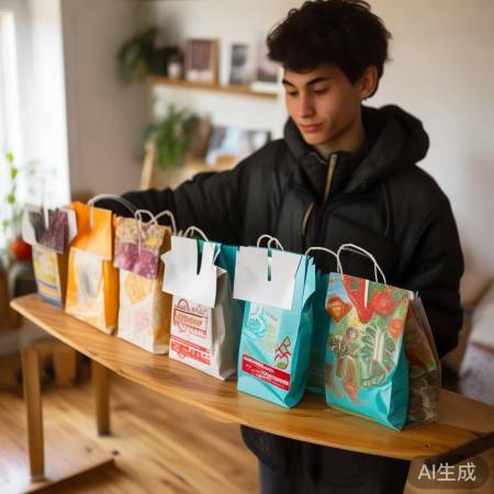 年轻人用外卖袋彰显个性