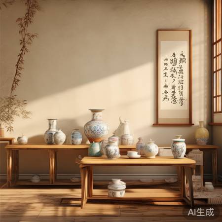 中式韵味，米棕背景，木质茶香。