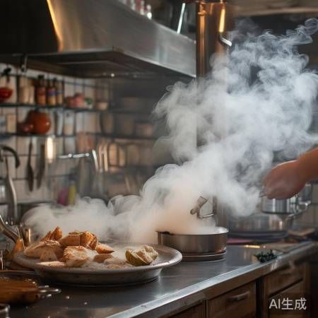 厨房油烟倒灌，影响健康。